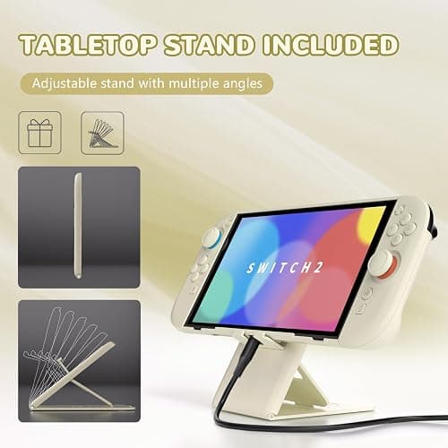 PlayVital Hard Case for Nintendo Switch 2 with Extra Stand & Thumb Grip Caps | Split Design, Dockable Protective Full-Body Shell Cover for Nintendo Switch 2 | Solid Color Series, Antique Yellow thumbnail 6