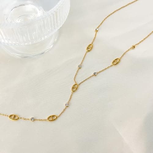 Awlve Collier LONG MAILLE MARINE Collier y Acier Inoxydable Sautoir Plongeante Femme thumbnail 4