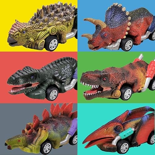 DINOBROS Dinosaur Toy Pull Back Cars,6 Pack Dino Toys for 3 Year Old Boys Girls and Toddlers,Boy Toys Age 3,4,5 and Up,Pull Back Toy Cars,Dinosaur Games with T-Rex thumbnail 7