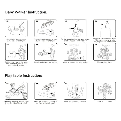 QDRAGON 3 in 1 Baby Walker and Activity Center for Girl, Learning to Walk, Sit to Stand, Early Educational Push Toys with Music Panel for Infant Toddler 12+ Months Pink thumbnail 9