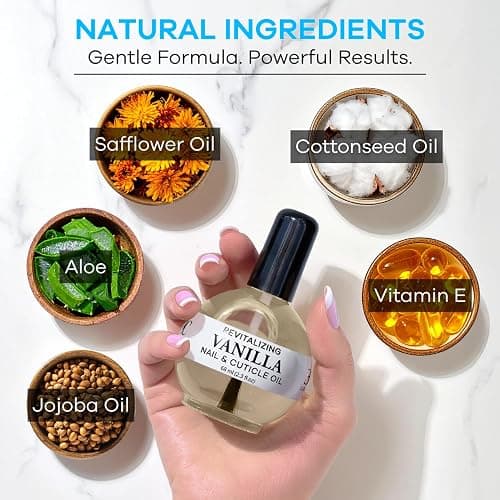 Ellie Chase Moisturizing Cuticle & Nail Care Oil 2.3 Fl Oz - Vanilla Scented – Infused with Jojoba Oil, Aloe, Vitamin E – Nail & Cuticle Hydration, Repair, Moisturizer, Strengthener, Growth thumbnail 4