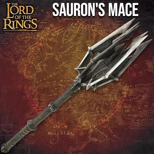 Lord of The Rings Sauron's Mace | The One Ring with Red Eye of Sauron War Banner | Officially Licensed | Certificate of Authenticity | Perfect Collectable for LOTR Fans | 53” Overall thumbnail 2