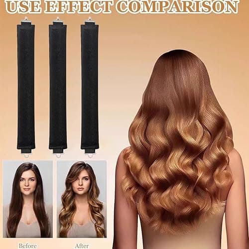 ZKSM Heatless Curls Overnight Hair Curlers to Sleep in,Heatless Hair Curler Velvet, Overnight Blowout Rods Heatless Curls for Short Long Hair All Hair Types Styling Tools Brown（4PCS） thumbnail 3