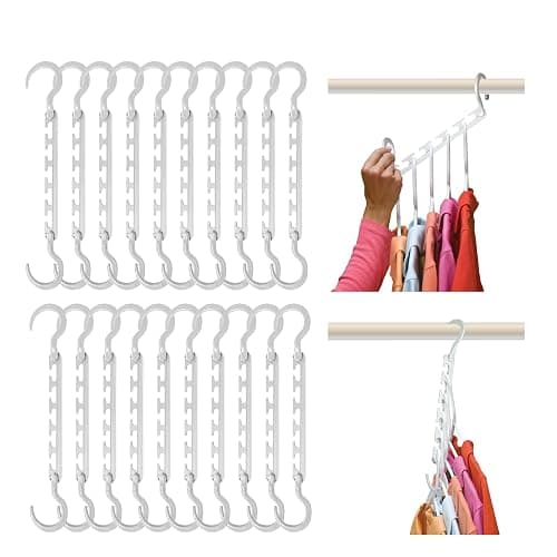 Wonder Hanger Max 20-Pack Space Saving Hangers, Reinforced Hooks Swivels 360°, Cascading Hanger, College Dorms & Storage Closet Organizer, Fully Assembled – White - Image 1