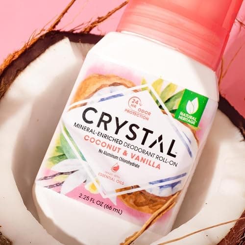 CRYSTAL Mineral Deodorant Coconut Vanilla Roll-On Body Deodorant With 24-Hour Odor Protection, Paraben Free, 2.25 FL OZ (Packaging May Vary) (2.25 Fl Oz/66ml) thumbnail 4