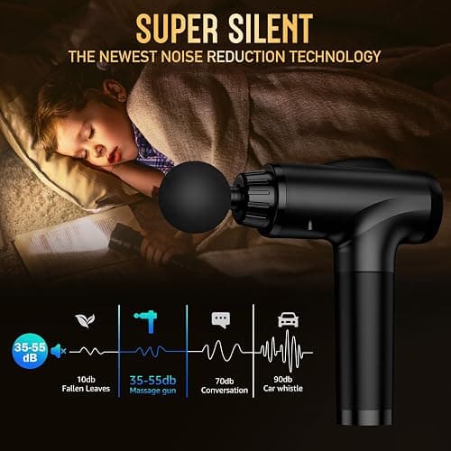 OLsky Massage Gun Deep Tissue, Handheld Electric Muscle Massager, High Intensity Percussion Massage Device for Pain Relief with 9 Attachments & 30 Speed(Black) thumbnail 5