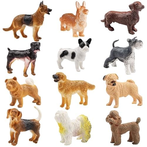 DOITEM Dog Figures for Kids, 12pcs Plastic Realistic Puppy Figurines, Small Dog Cake Topper, Learning Educational Toys Cake Toppers Birthday Gift for Kids Toddlers thumbnail 9