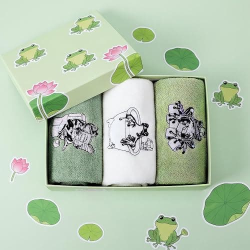 Breling 3 Pcs Frog Hand Towels for Bathroom, Frog Kitchen Hand Towels 13.3 x 29 Inch 100% Cotton Soft Embroidered Washroom Decoration for Animal Lover Restroom Decorative Gifts thumbnail 7