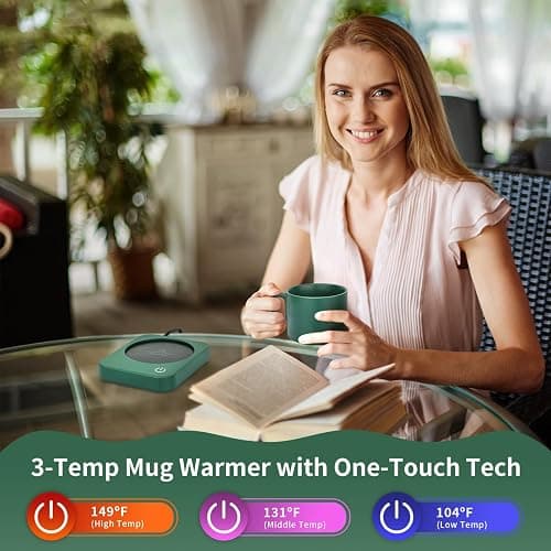VOBAGA Mug Warmer Set, Coffee Warmer for Desk with 11oz Ceramic Mug, Auto Shut Off & 3-Temp Settings, Smart Coffee Cup Warmer, Home Office Essentials Coffee Set(Mug Included) thumbnail 4