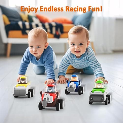 Eterfun Press to Go Car Toy for Toddlers 1-3, 4 in 1 Engineering Vehicle Racing Cars Infant Play Set, Push and Go Car Baby Toys for 6-9-12-18 Months, 1st Birthday Gifts for 1-2 Years Old Boys Girls thumbnail 6