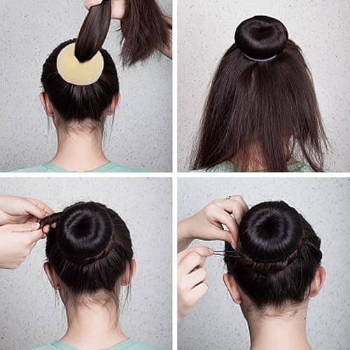 CORTNEY Hair Donuts for Buns Maker Set, 6 Pcs Beige Hair Bun Ring Maker, 30 Pcs Blonde U Shaped Hair Pins, for Doughnuts Chignon Hair Styles, Ballet Dancers Kids Girls and Women thumbnail 3