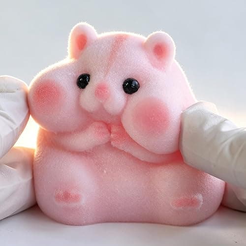 Handmade Taba Squishy Hamster Toy, Cute Squishy Hamster Fidget Toy, Realistic Hamster Toy, Soft Silicone Mochi Furry Toy, Stress Relief Gift for Adults & Kids, Sensory Anxiety Plushie (Pink) thumbnail 9