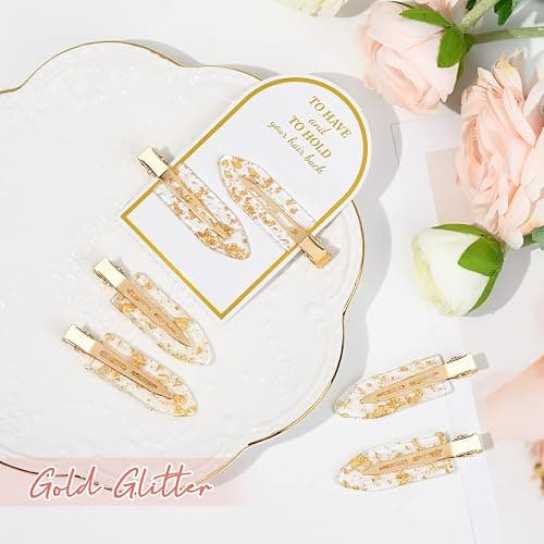 8PCS No Bend No Crease Gold Glitter Makeup Creaseless Hair Clips - Styling Hair Accessories for Bride, Women & Girls thumbnail 6