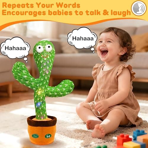 Hunfur Interactive Baby Toys Dancing Talking Cactus Toy,Funny Gift for Infant, Singing Record Repeat What You Say Light Up Toy for Toddler Boy Girl (Volume Adjustment) thumbnail 4
