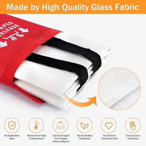 kanhiro Emergency Fire Blanket for Home Kitchen (4 Pack, 40 in X 40 in), Emergency Silicone Fire Blanket thumbnail 6