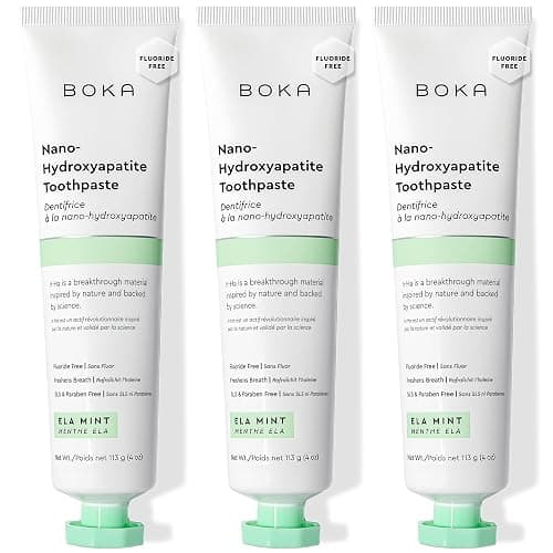 Boka Fluoride Free Toothpaste, Nano Hydroxyapatite Toothpaste, Appropriate for Sensitive Teeth - for Adult, Kids Oral Care - Ela Mint Flavor, 4 Fl Oz 3Pk US Manufactured - Image 1