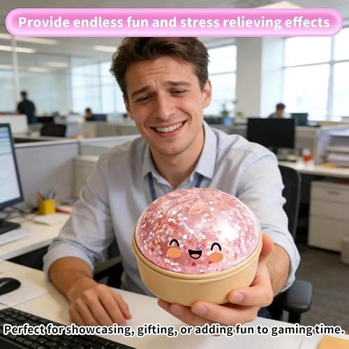 Dumpling Squishies, Glitter Dumpling, Glitter Dumplings Squishy with Box, Dumplings Sensory Squeeze Toy for Stress Relief Stretchy Desk Toys (Pink-1) thumbnail 2