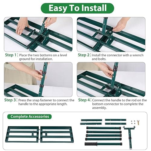 Lawn Leveling Rake,Stainless Steel Lawn Leveler with 30”x10” Ground Plate, 78” Adjustable Long Handle, Level Yard Tool for Grass, Golf Field, Level Soil or Dirt Ground Surfaces-Green thumbnail 7