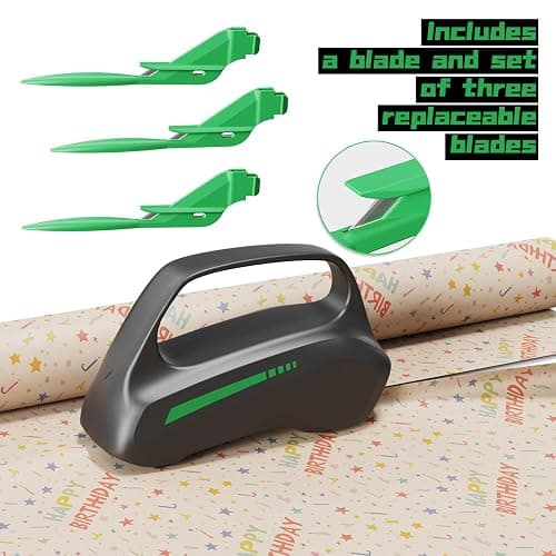 Wrapping Paper Cutter with 3 Replaceable Blades, Car Design Cutter Dispenser Tool Adapt for Any Diameter Gift Wrapping Paper Roll, Cutting Efficient Straight Easily & Safely on Halloween Christmas thumbnail 2