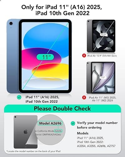 ESR 2 Pack Screen Protector for iPad A16 11th/10th Gen 11/10.9 Inch, 9H | 2025/2022,Tempered Glass with Alignment Frame, Anti-Scratch, Bubble Free, HD Clarity, Apple Pencil Support thumbnail 2