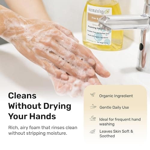 kosmatology Free & Clear Organic Foaming Hand Soap | Moisturizing Hand Wash | Clean Ingredients, Free of Artificial Scent and Essential Oils | 8.5 oz thumbnail 4