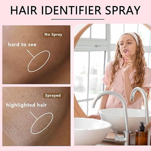1PC 114ML Hair Identifier Spray for Face Shaving Dermaplaning Tool Skin Body Dermaplaning Peach Fuzz Remover Spray for Women, Face Shaver Hair Removal Kit Excess Hair Dermaplane Razor thumbnail 2