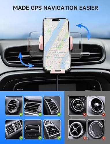 MOKPR Wireless Car Charger, 15W Auto Clamping Car Charger Dash Windshield Air Vent Phone Holder Compatible with iPhone 17 16 15 14/13/13 Pro/12 pro/12/11/X/8, Samsung S24/S23/S22 -Pink thumbnail 3