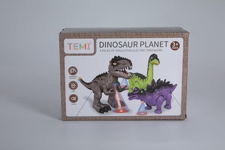 TEMI 3 Pack Electrical Walking Dinosaur Toys for Toddlers 2-4 3-5 Years with Sound and Light Up, Toddler Robot Dinosaur, Brachiosaurus, Stegosaurus Dinosaur Figures for Kids thumbnail 9