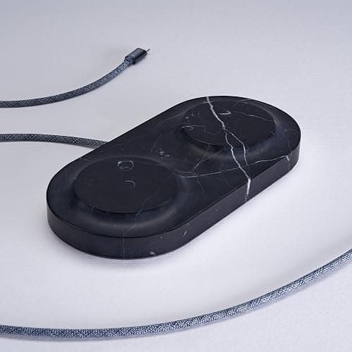 Einova Dual Classic Stone – Dual Wireless Charging Pad in Genuine Marble, Designed in Italy, Integrated 6 ft USB-C Cable, Smartphones, Wireless Earbuds, Smartwatches – Black Marquina Marble thumbnail 6