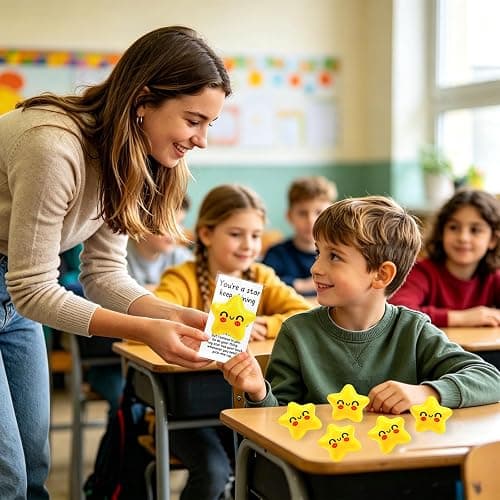 Natonhi 36 Pack Back to School Gifts for Students, Yellow Smile Squeeze Star Squishy Stress Balls Bulk with Blessing Cards for First Day of School Classroom Prizes Party Favors Exchange Gifts thumbnail 2