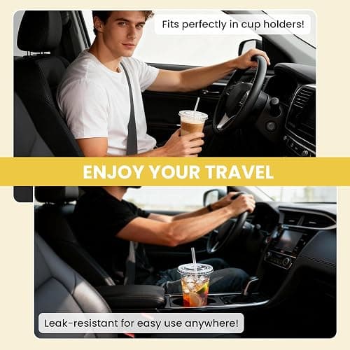 100 Pack 16 oz Plastic Cups with Lids and Straws, Clear Disposable Plastic Cups, Heavy Duty Iced Coffee Cups with Leak-Resistant Lids, Cold Drink Cups for Smoothies, Juice, Soda & Party To Go thumbnail 7