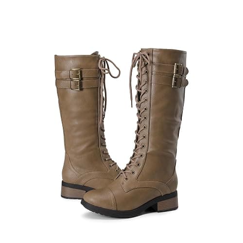 DREAM PAIRS Women's Pu Knee High Riding Combat Boots thumbnail 7