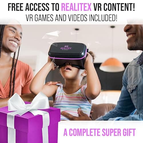 REALITEX 3D VR Headset for Kids + Android Remote - for iPhone & Android Phones | with 3D VR Videos & Apps Links | Virtual Reality Goggles Set for Beginners thumbnail 3