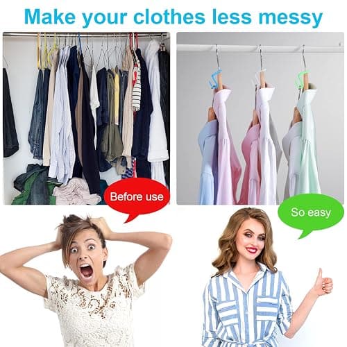 100 PCS Hanger Connector Hooks, Space Saving Hooks and Clips for Plastic Hangers (5 Color) - Color thumbnail 4