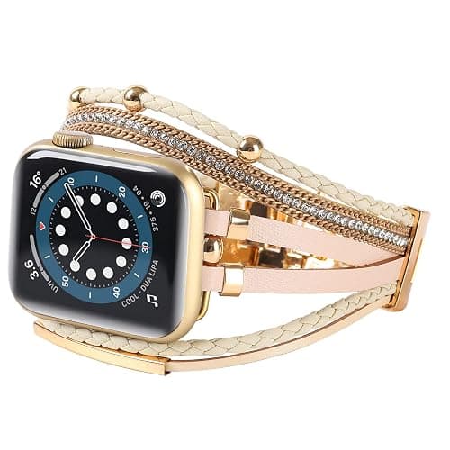 WONMILLE Posh Leather Bands Compatible with Apple Watch 41mm 40mm 38mm 45mm 44mm 42mm 49mm Women, Boho Bracelets Jewelry Multilayer Wrap Strap for iwatch Series Ultra 10 9 8 7 6 5 4 3 2 1 SE thumbnail 2