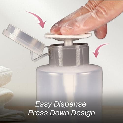 9oz Gray with Word Imprint Push Down Pump Dispenser Empty Refillerable Bottle with Flip Top Cap - for Nail Polish, Travel, Cosmetics Packaging thumbnail 5