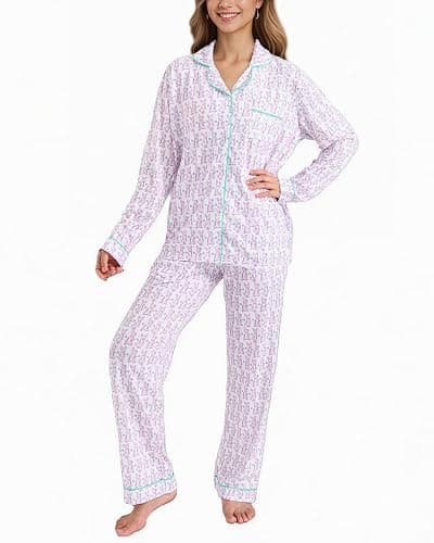 HMPEAIIY Women Y2k Monkey Pajamas Set Button Down Sleepwear Loungewear Pjs for Jammies Party Christmas Thanksgiving Gift thumbnail 6