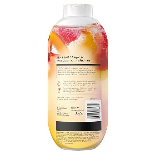 Olay Body Wash for Women, 24/7 Skin-Loving Freshness, Miami Mocktails, Plant Based Cleansers, Vitamin B3 & Antioxidant Blend, For All Skin Types, Mango Tango with Mango & Hibiscus Scent, 22 fl oz thumbnail 12