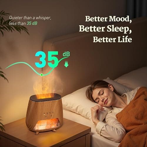 JJNJJN Essential Oil Diffuser for Home: 200ml Aromatherapy Diffuser with Himalayan Pink Salt Rock, Cool Mist Humidifier with Auto Off Function and 9 Colors LED Night Light for Bedroom thumbnail 4