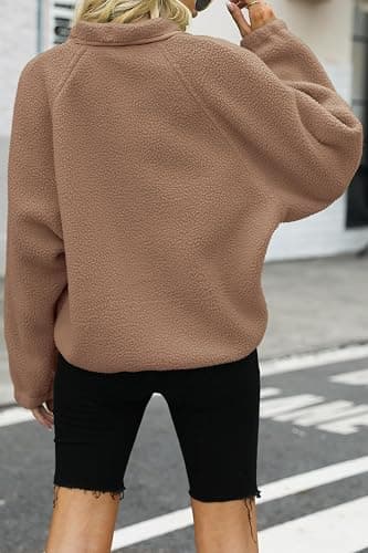 Nirovien Womens Fuzzy Fleece Jacket Button Down Sherpa Jacket | Warm Winter Coat with Pockets, Cozy Teddy Fluffy Jackets for Women, Cropped Fall Jacket, Fuzzy Sherpa Pullover, Travel Outfit thumbnail 3