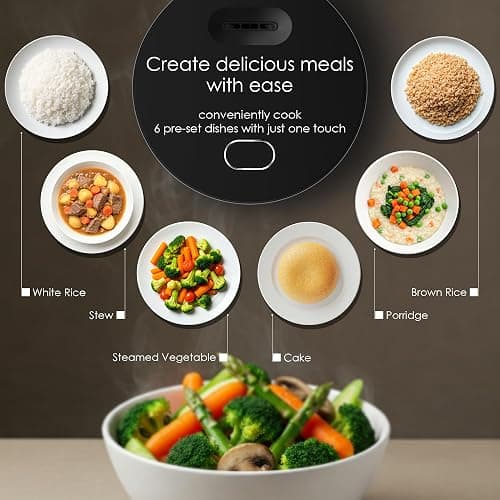 MAGiC COM Rice Cooker 4 Cup(Uncooked) 8 Cup(Cooked), Small Rice Cooker with Steamer, One Touch Healthy Cooking & Warmer, Slow Cooker with Nonstick Inner Pot, 24 Hour Delay Timer, Grain Cooker/Black thumbnail 3