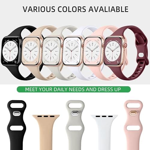 Lerobo Thin Slim Bands Compatible with Apple Watch 40mm 38mm 44mm 45mm 46mm 42mm 41mm 49mm SE iWatch Bands Ultra 3 2 1 Series 11 10 9 8 7 6 5 4 3 2 1 for Women Men, Soft Narrow Sport Strap Wristband thumbnail 3