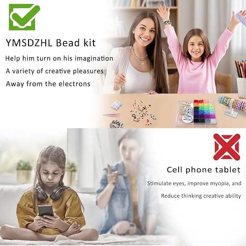 YMSDZHL 6000+PCS Clay Beads Bracelet Making Kit,24 Color DIY Flat Preppy Beads for Friendship Jewelry Making,Polymer Heishi Beads with Charms Gifts for Teen Girls Crafts for Ages 4-12 thumbnail 8