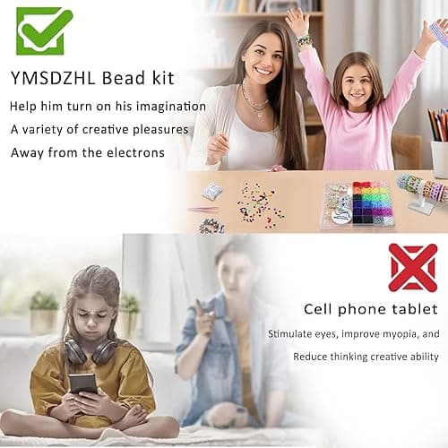 YMSDZHL 6000+PCS Clay Beads Bracelet Making Kit,24 Color DIY Flat Preppy Beads for Friendship Jewelry Making,Polymer Heishi Beads with Charms Gifts for Teen Girls Crafts for Ages 4-12 thumbnail 9