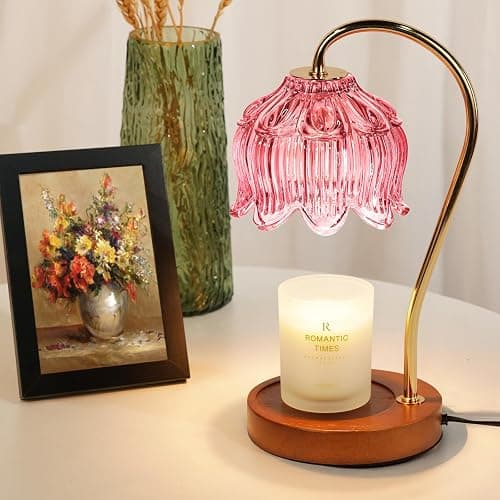 Funistree Pink Candle Warmer Lamp with Timer, Dimmable Candle Lamp Warmer, Birthday Gift Idea for Women Mom Who Have Everything, House Warming for New Home, Lotus Wax Melt Warmer for Jar Candles thumbnail 2