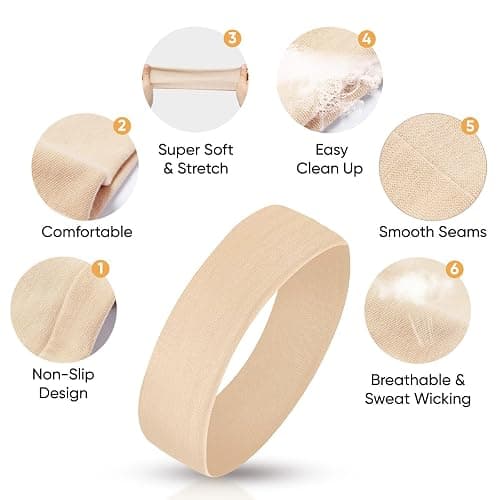 Wisecy Headbands for Women Non Slip - 9PCS Elastic Fabric Hair Band for Women's Hair, Soft Cotton Cloth Stretchy Sweat Headbands for Women for Yoga Workout Running thumbnail 4