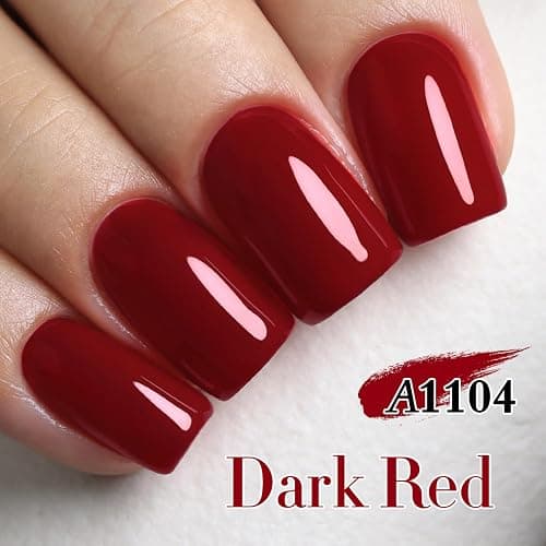 Double Rhythm 15ML Gel Nail Polish Pure Sheer Same Color Same Bottle Soak Off Gel Polish Art Manicure Salon DIY at Home for Women (Dark Red-A1104) thumbnail 5