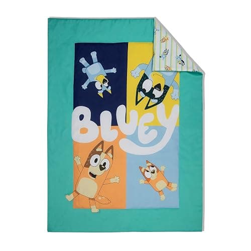 Bluey 4 Piece Toddler Bedding Set – Includes Comforter, Sheet Set – Fitted Top Sheet Reversible Pillowcase for Boys or Girls Bed, Blue thumbnail 3