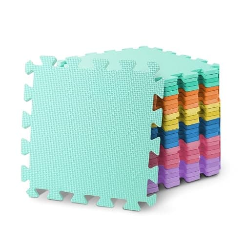 kidoola Foam Baby Play Mat (29x29cm) – Thick & Soft EVA Foam Interlocking Floor Tile Matting for Children – Large Multi Colour, Safe & Comfortable 7mm Thick Play Flooring (27pc) - Image 1