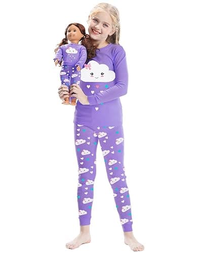 Babyroom Girls Matching Doll&Toddler 4 Piece Cotton Pajamas Toddler Christmas Sleepwear - Image 1